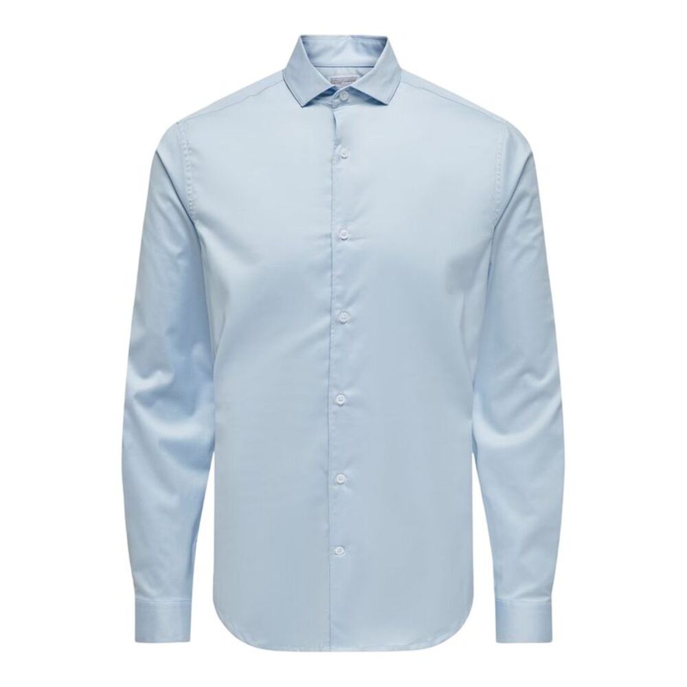 Only Mens Plain Point Collar Long-Sleeved Formal Shirt / Cashmere Blue